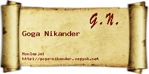Goga Nikander névjegykártya